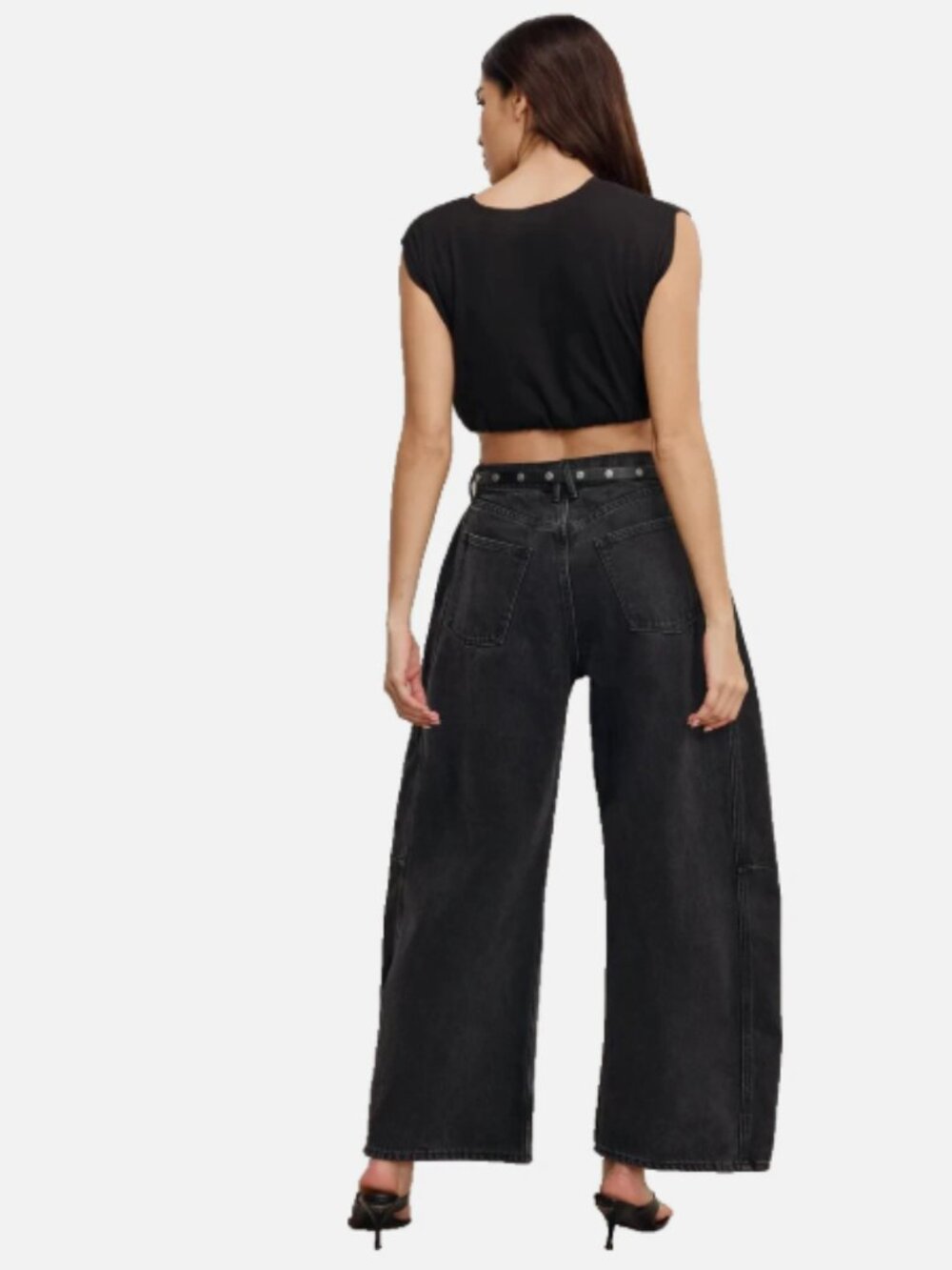 Good American Extreme Barrel Jeans Black Size 8/29 NWT High Rise Bowed Wide Leg - Picture 5 of 13